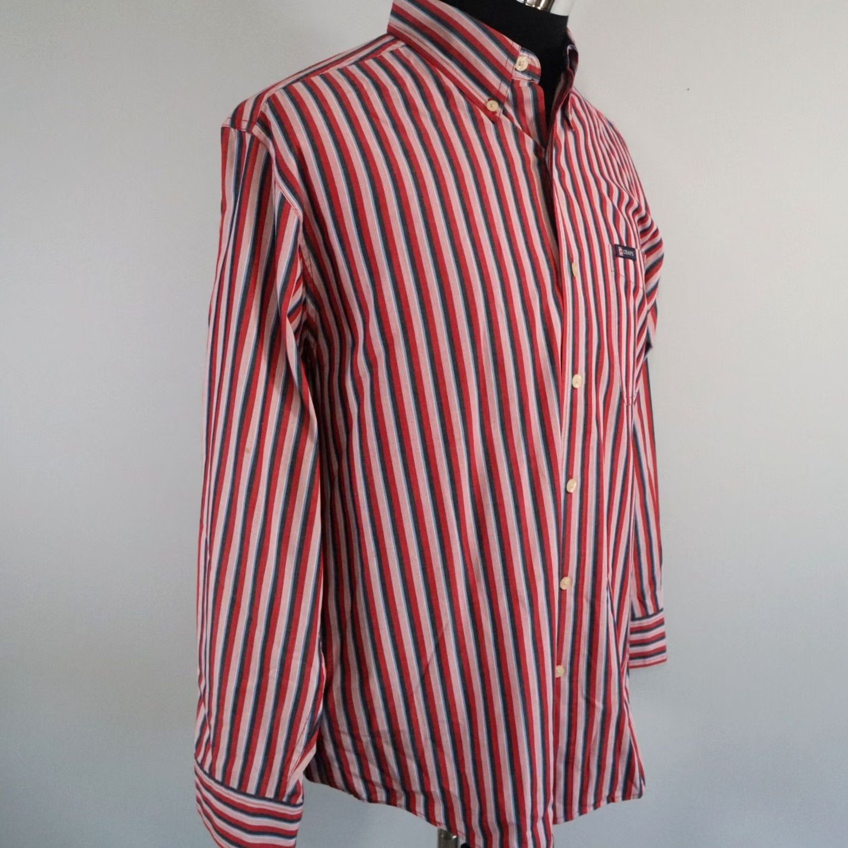 Chaps Chaps Shirt Mens Medium Easy Care Casual Button Down Red Striped Long Sleeve Shirt Mens Regular Red Striped Button-Up Colar Down Size US M / EU 48-50 / 2 - 4 Thumbnail