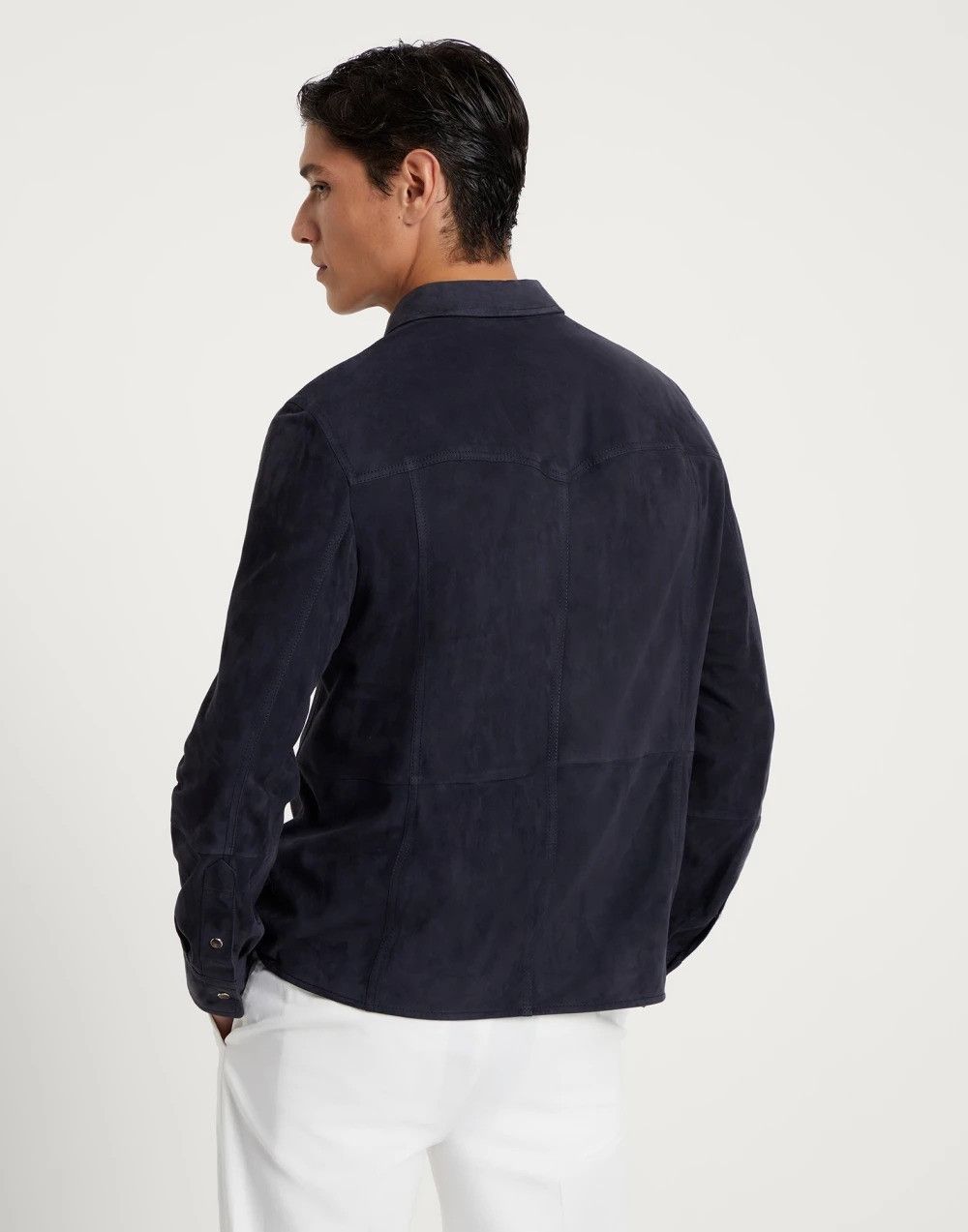 Brunello Cucinelli Leather Shirt in Dark Blue Size US XL / EU 56 / 4 - 2 Thumbnail