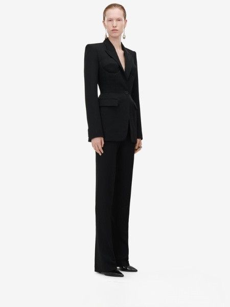 Alexander McQueen o1srvl11e0326 High-Waisted Cigarette Trousers in Black Size 25" / US 0 / IT 36 - 3 Thumbnail