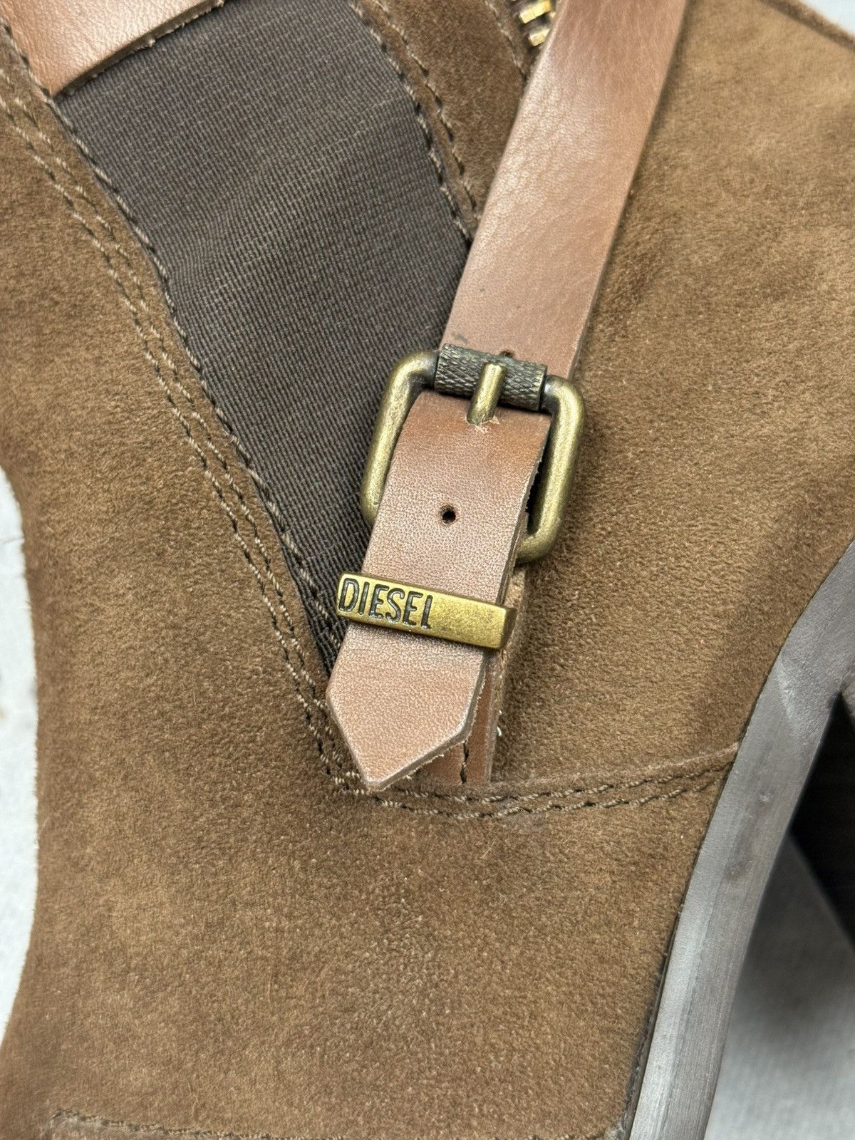 Diesel Diesel Suede Leather Heeled Ankle Boots Brown Buckle Strap Size US 8 / IT 38 - 13 Thumbnail