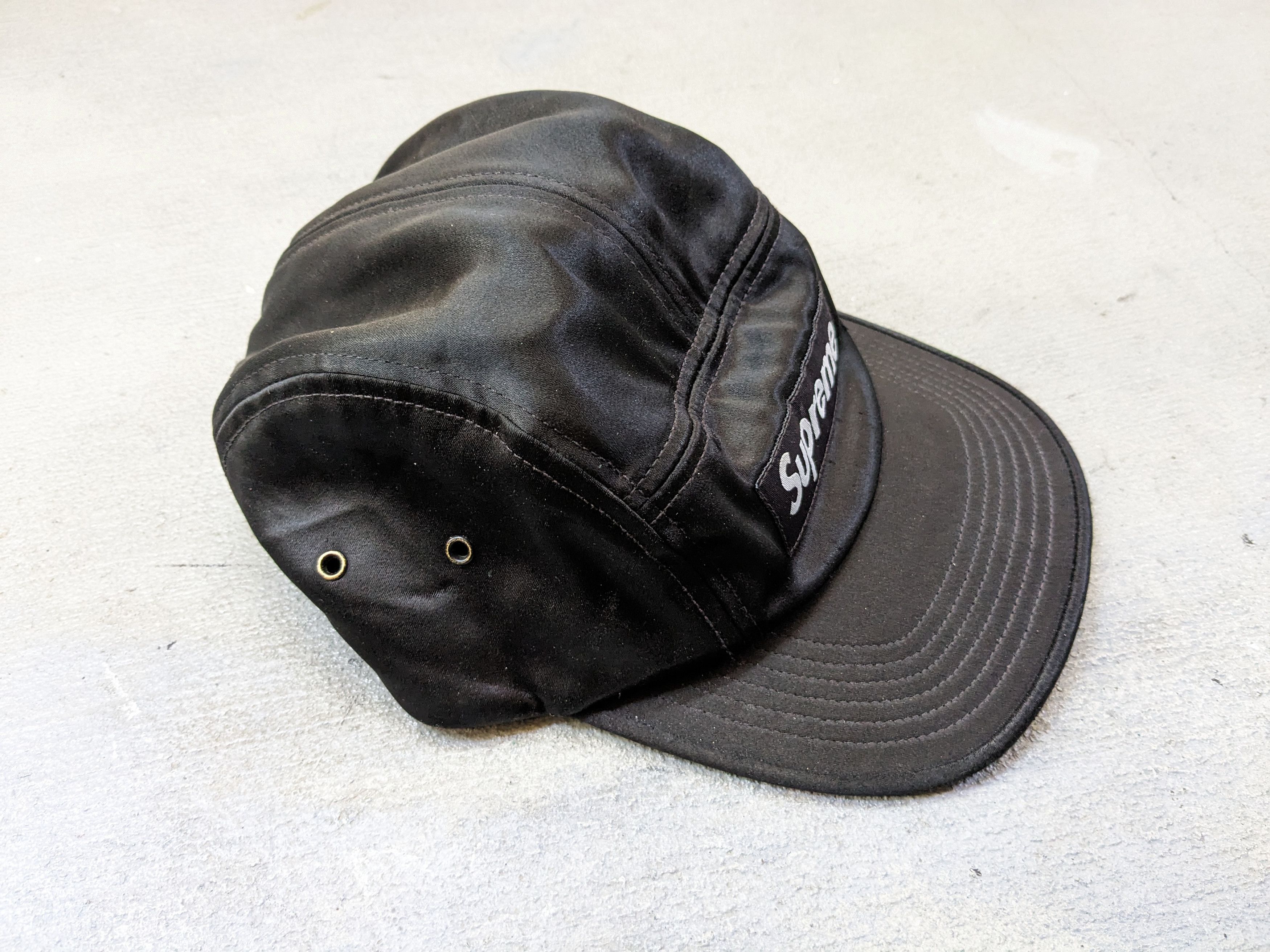 Supreme Supreme Satin Camp Cap Satin Black SS17 BOGO Box Logo Hat Size ONE SIZE - 4 Thumbnail