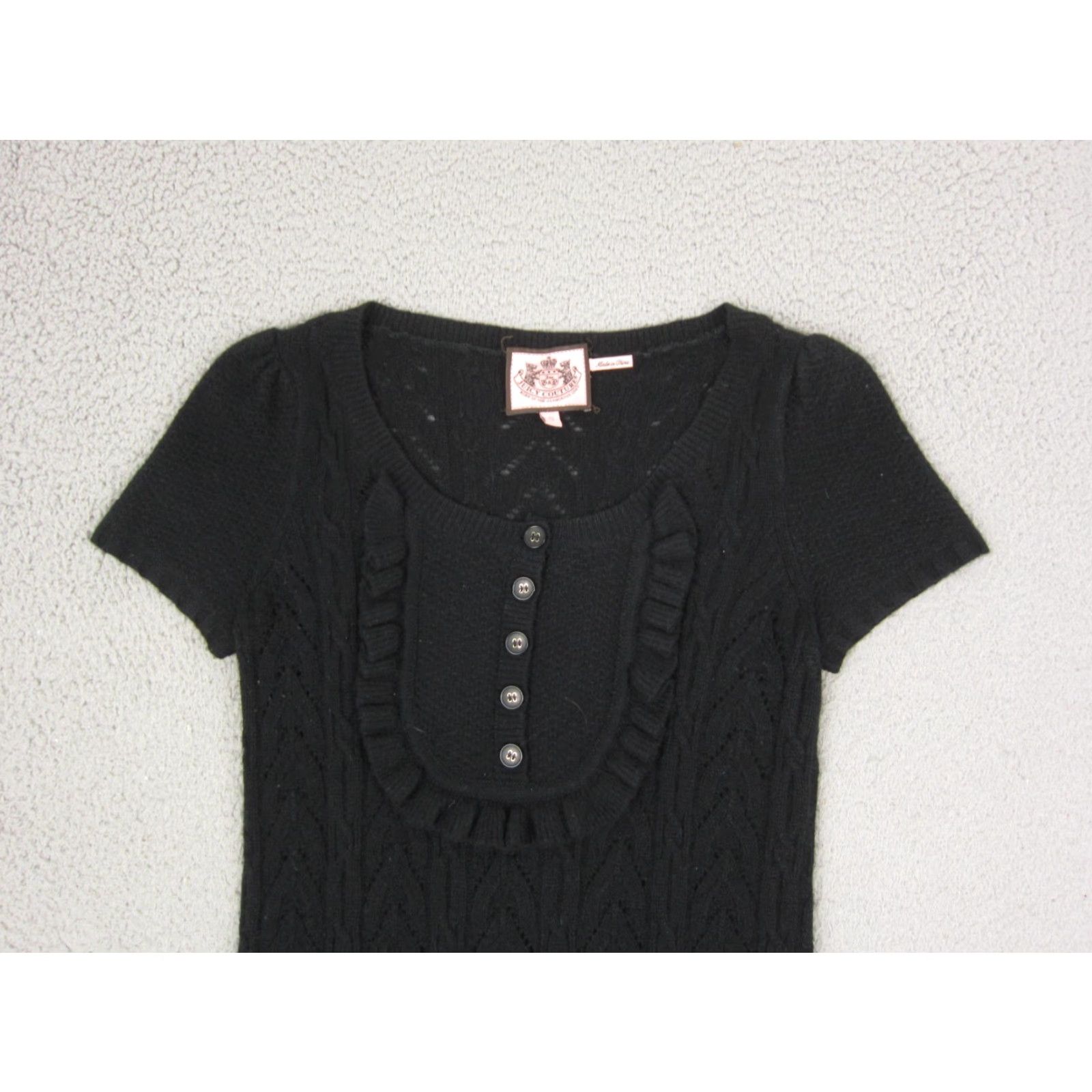 Juicy Couture Juicy Couture Sweater Dress Womens S Black Cashmere Wool Knit A-Line 90s Classic Short Sleeve Crew Neck Pullover Moderate Pilling Mens? Size S / US 4 / IT 40 - 2 Thumbnail