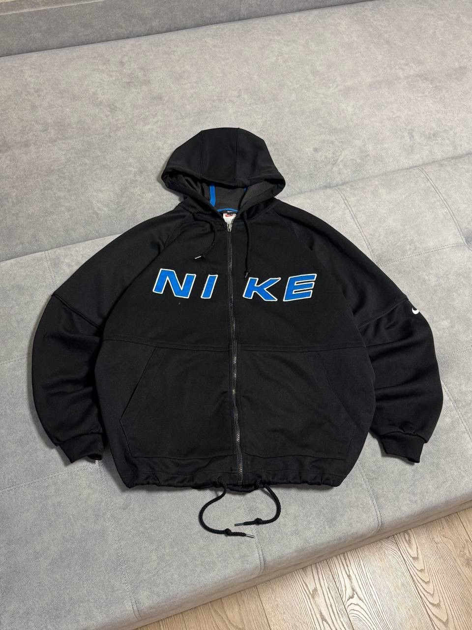 Nike Vintage Nike Y2K swoosh black oversized zip hoodie Size US L / EU 52-54 / 3 - 4 Thumbnail