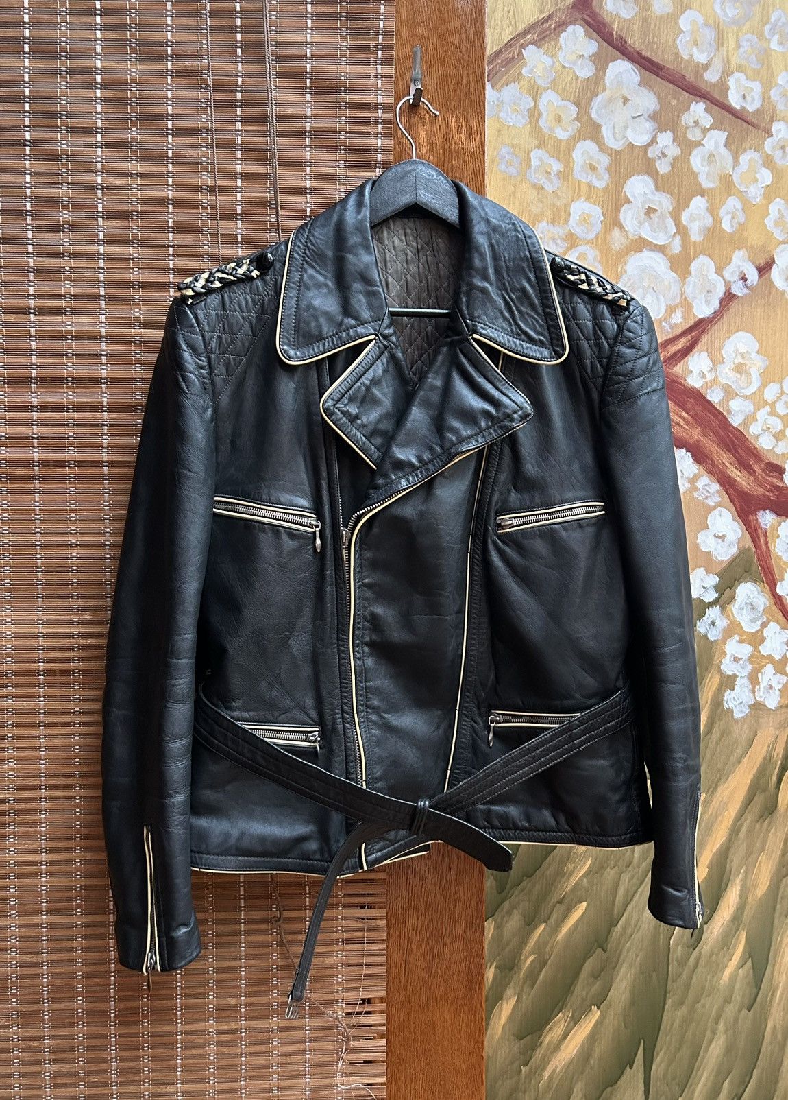 Vintage 60s German Leather Black Motorcycle Rider Jacket WWII Style Size US L / EU 52-54 / 3 - 1 Thumbnail
