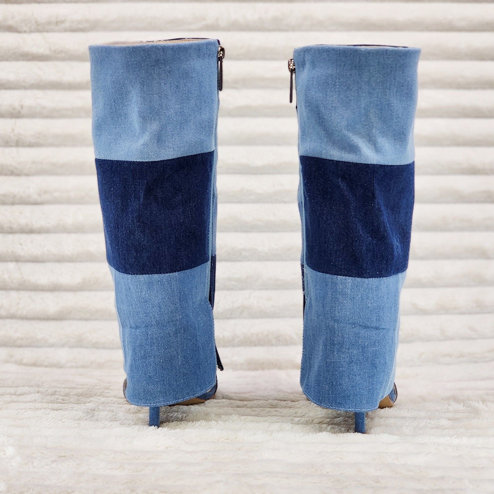 Other Paris Denim Patchwork Stiletto Fold Over Skirted Shootie San Size US 6 / IT 36 - 4 Thumbnail