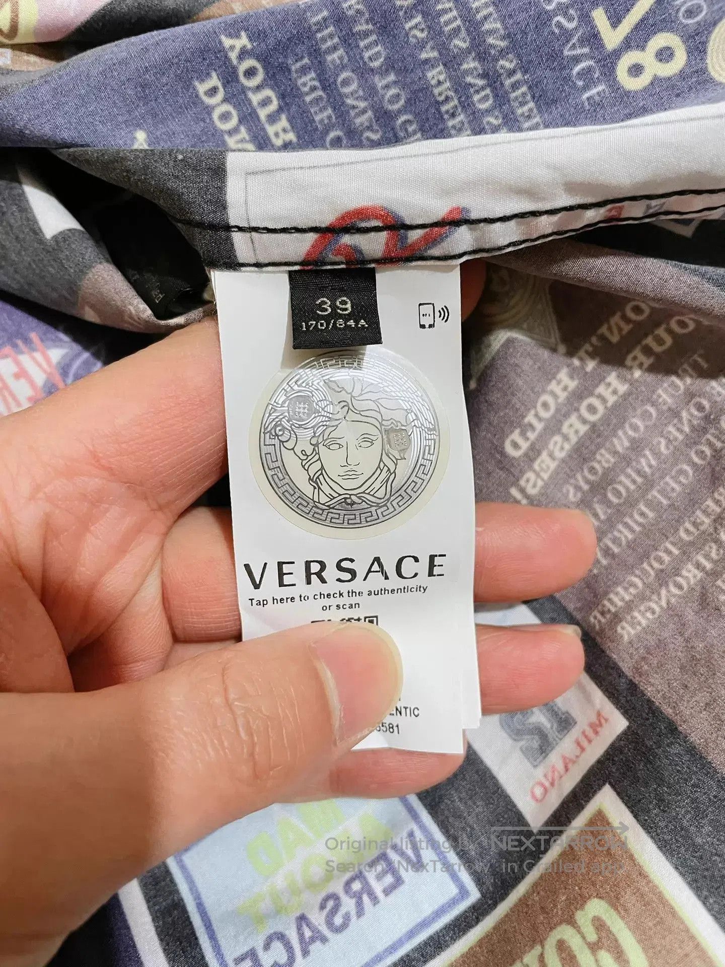 Versace Multi-Color Patchwork Long Sleeve Button-Up Shirt. Size US M / EU 48-50 / 2 - 7 Thumbnail