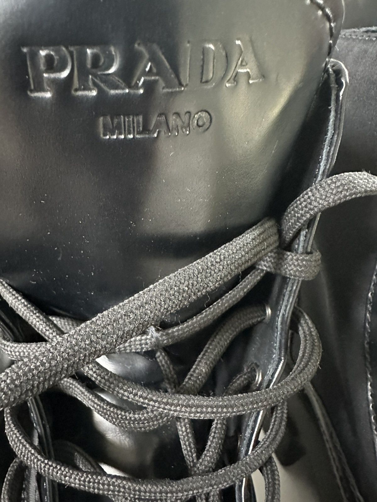 Prada Prada Black Men's Re-Nylon & Leather Zip Pocket Combat Boots Size US 8 / EU 41 - 3 Thumbnail