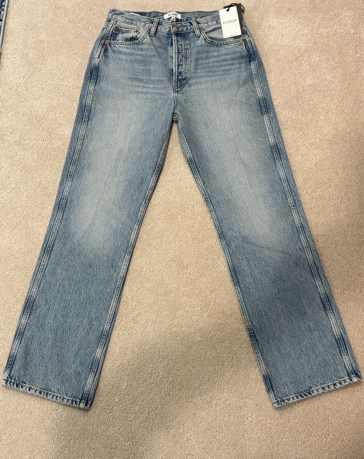 RE/DONE Re/Done 90s High Rise Loose Jeans in Ojai Indigo Rigid NWT Size 29" - 1 Thumbnail