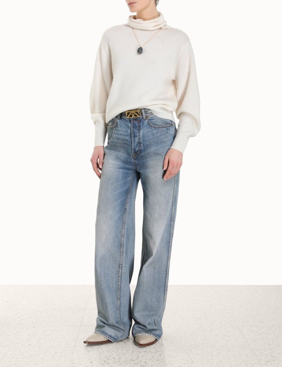 Zimmermann oc11z0425 Lyrical Brushed Wool Sweater in Cream Size M / US 6-8 / IT 42-44 - 3 Thumbnail