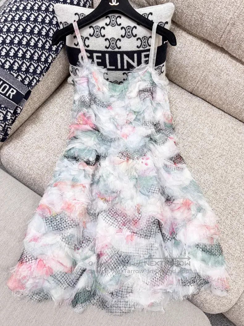 Chanel Chanel Floral tassel black mesh ruffle suspender skirt dre Size XXS / US 00 / IT 34 - 3 Thumbnail