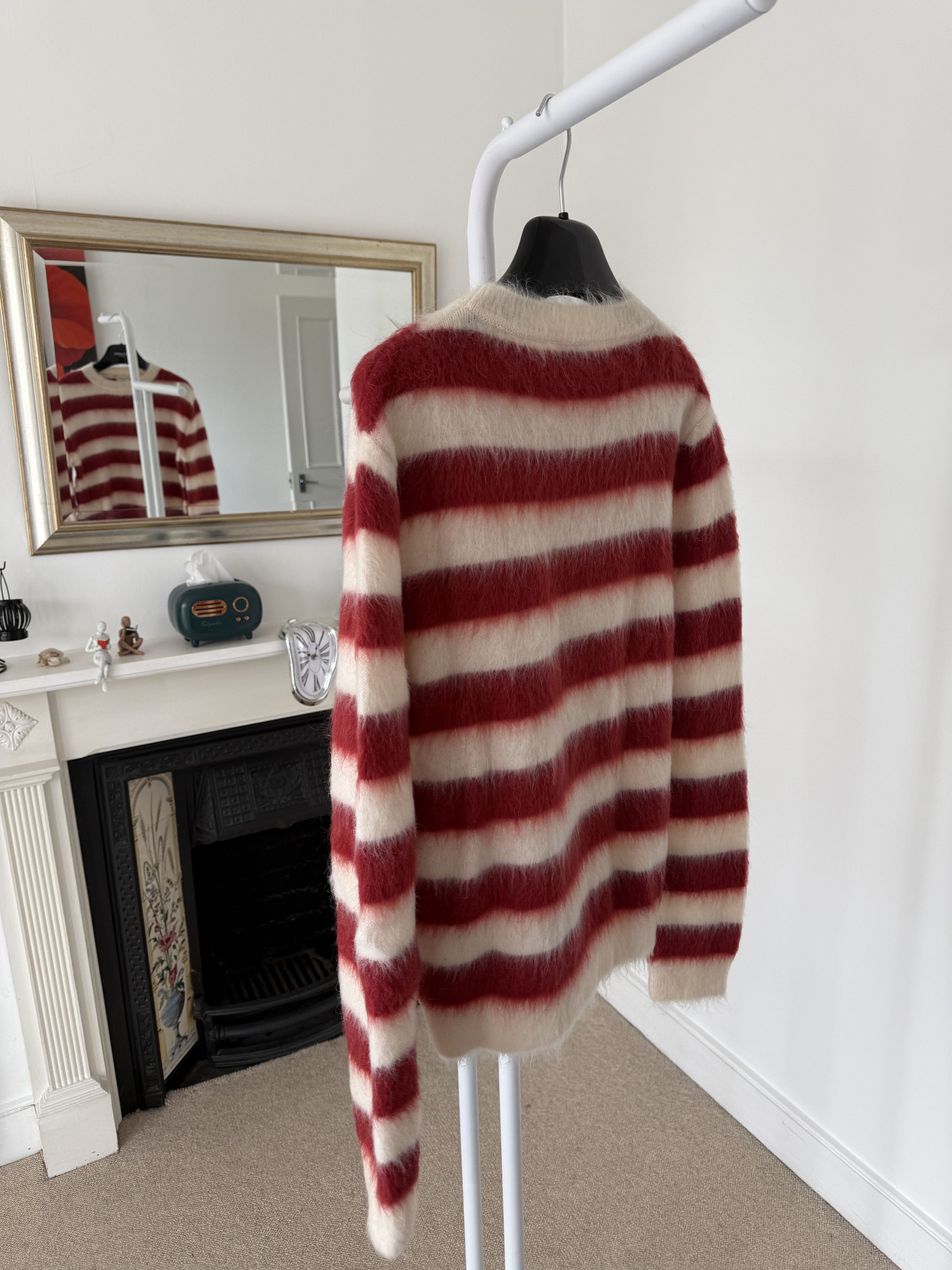 Saint Laurent Paris Saint Laurent Red/White Striped Mohair Sweater Size US M / EU 48-50 / 2 - 4 Thumbnail