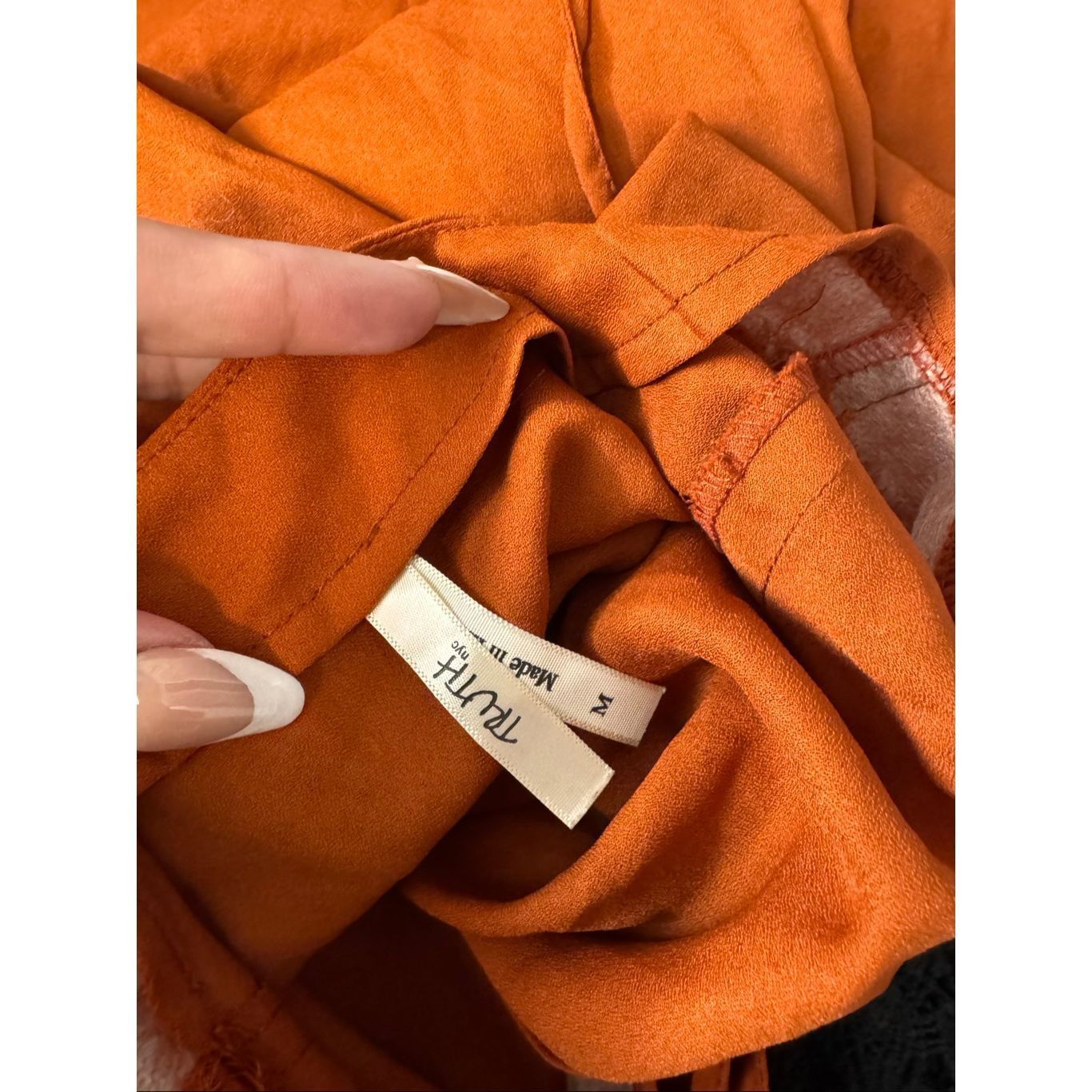 Robin Ruth Truth NYC Rust Orange Lace-Up Blouse Women’s Size M Size M / US 6-8 / IT 42-44 - 6 Thumbnail