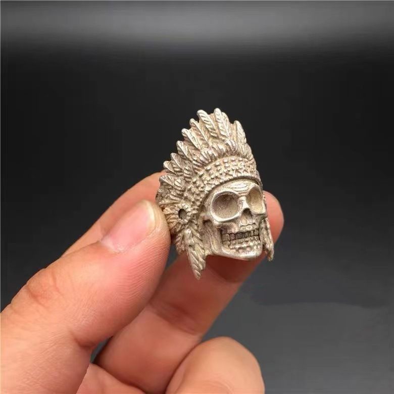 Jewelry Skull Hip-hop Jewelry Rings Open Chrome Ring (Size 7-13) Size ONE SIZE - 2 Thumbnail