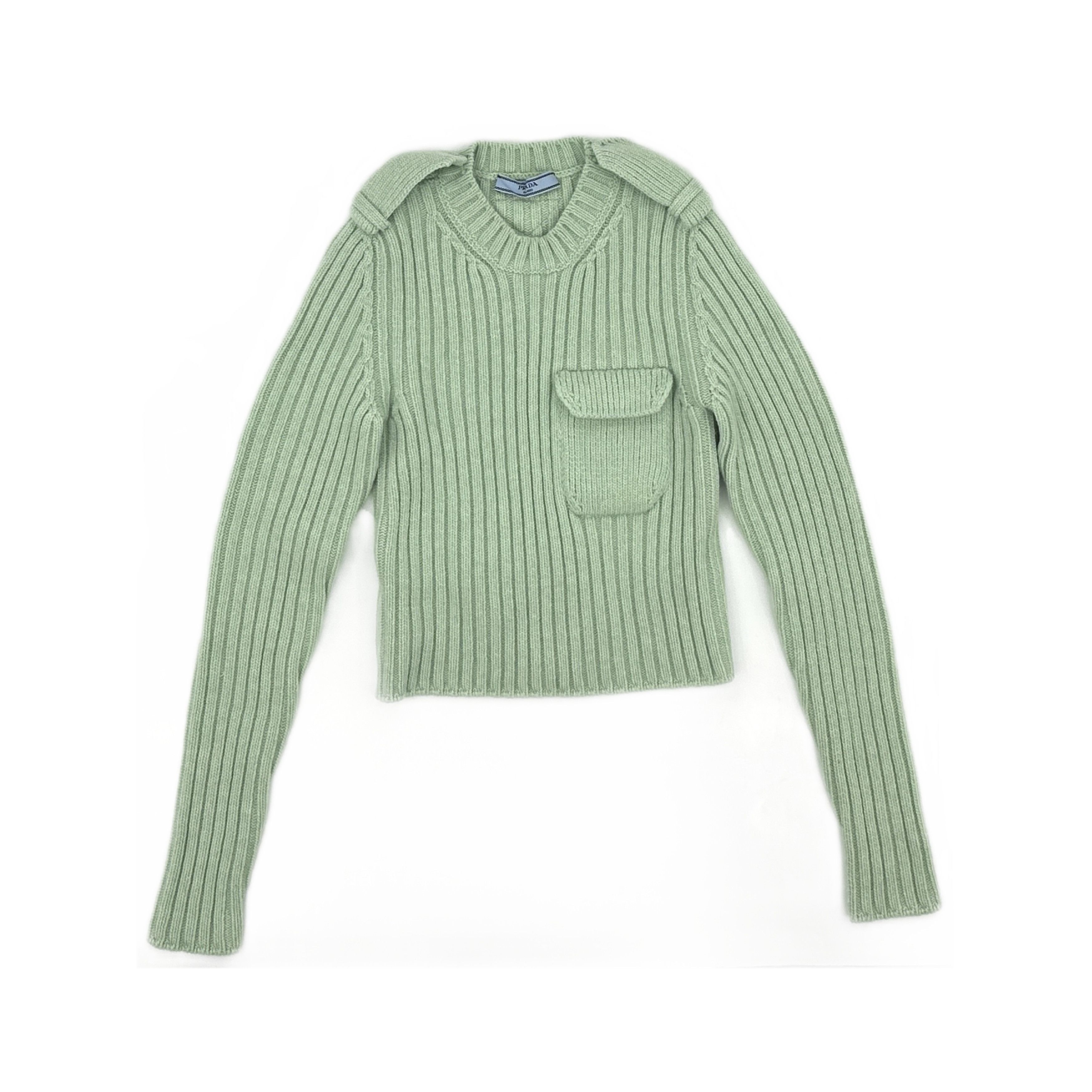 Prada Prada Mint Green Ribbed Wool Cashmere Sweater Size 36 Size XS / US 0-2 / IT 36-38 - 1 Thumbnail
