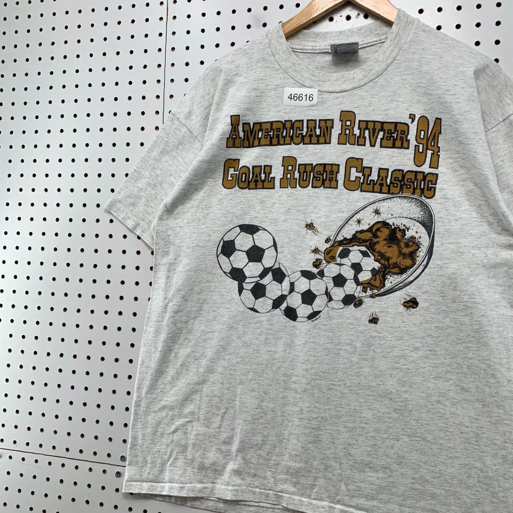 Vintage VINTAGE Oneita Gray T-Shirt Mens XL Soccer Goal Shirt 90s USA 90s Single Stitch Cotton Size US XL / EU 56 / 4 - 5 Thumbnail