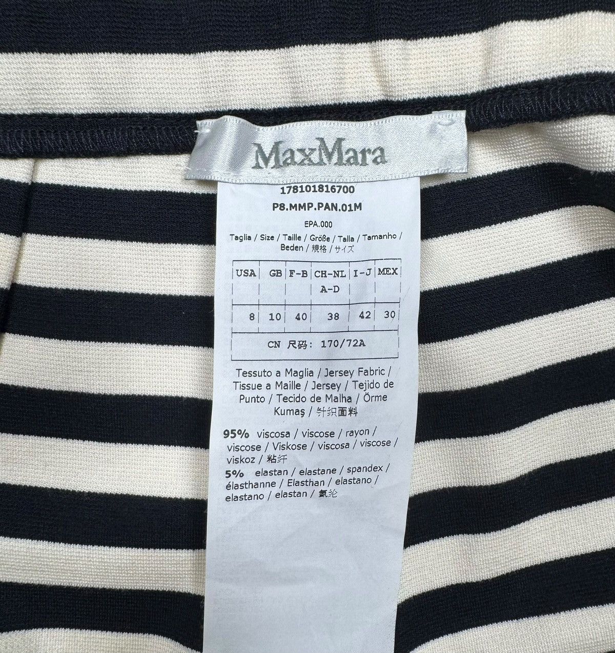 Max Mara Max Mara Striped Pants Wide Leg Viscose Jersey size US8 UK10 Size 28" / US 6 / IT 42 - 10 Thumbnail