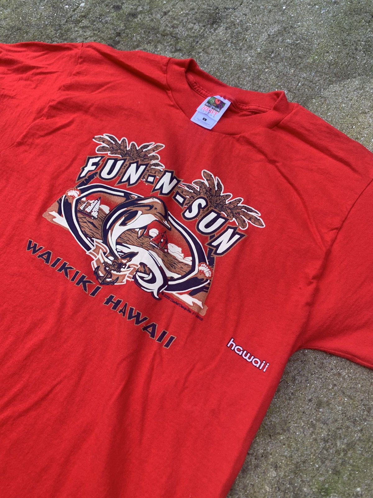 Fruit Of The Loom Vintage Waikiki Hawaii T Shirt Size US L / EU 52-54 / 3 - 2 Thumbnail