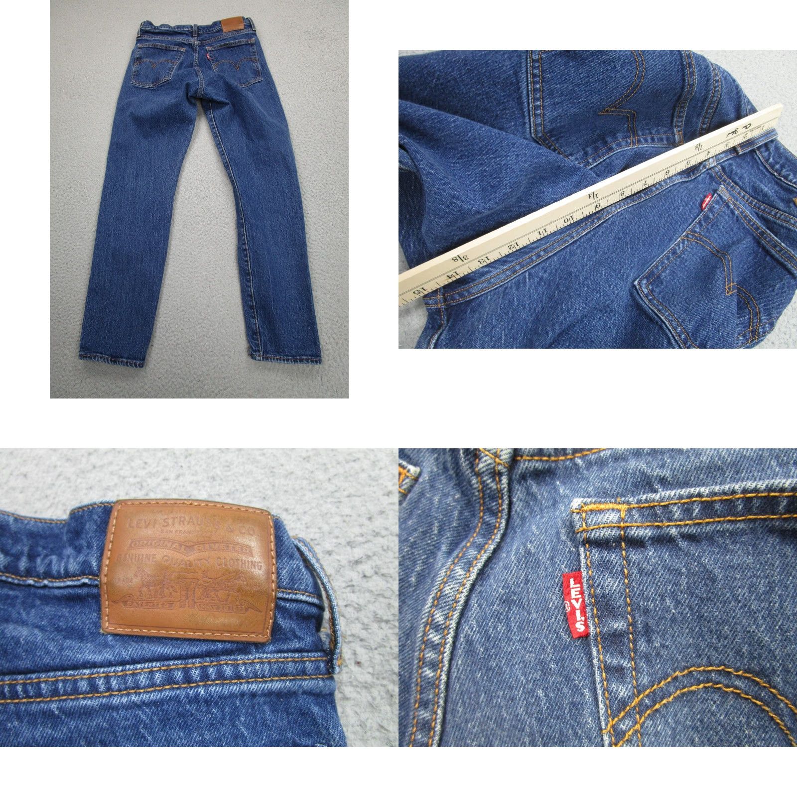 Levi's Levi's Wedgie Straight Jeans Womens 28 Blue High Rise Button Fly Stretch Big E Jeans Women Slim Rise 28 in Medium Blue Denim Size 28" / US 6 / IT 42 - 10 Thumbnail