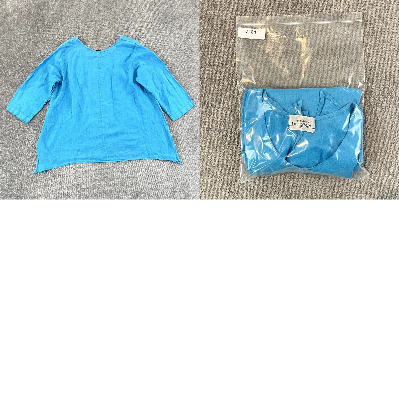Vintage LA. FIXSUN Shirt Women Medium Blue 100% Linen Tiered Lagenlook Blouse 3/4 Sleeve Size M / US 6-8 / IT 42-44 - 8 Thumbnail