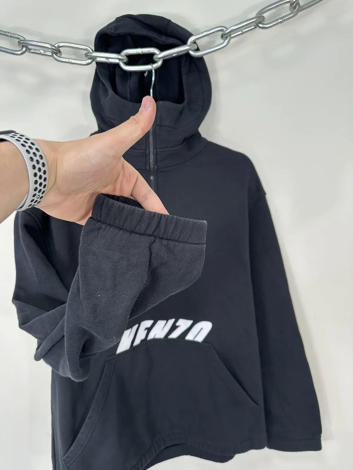 Kenzo Kenzo Half Zip Big Logo Black Luxury Hoodie Size US M / EU 48-50 / 2 - 4 Thumbnail