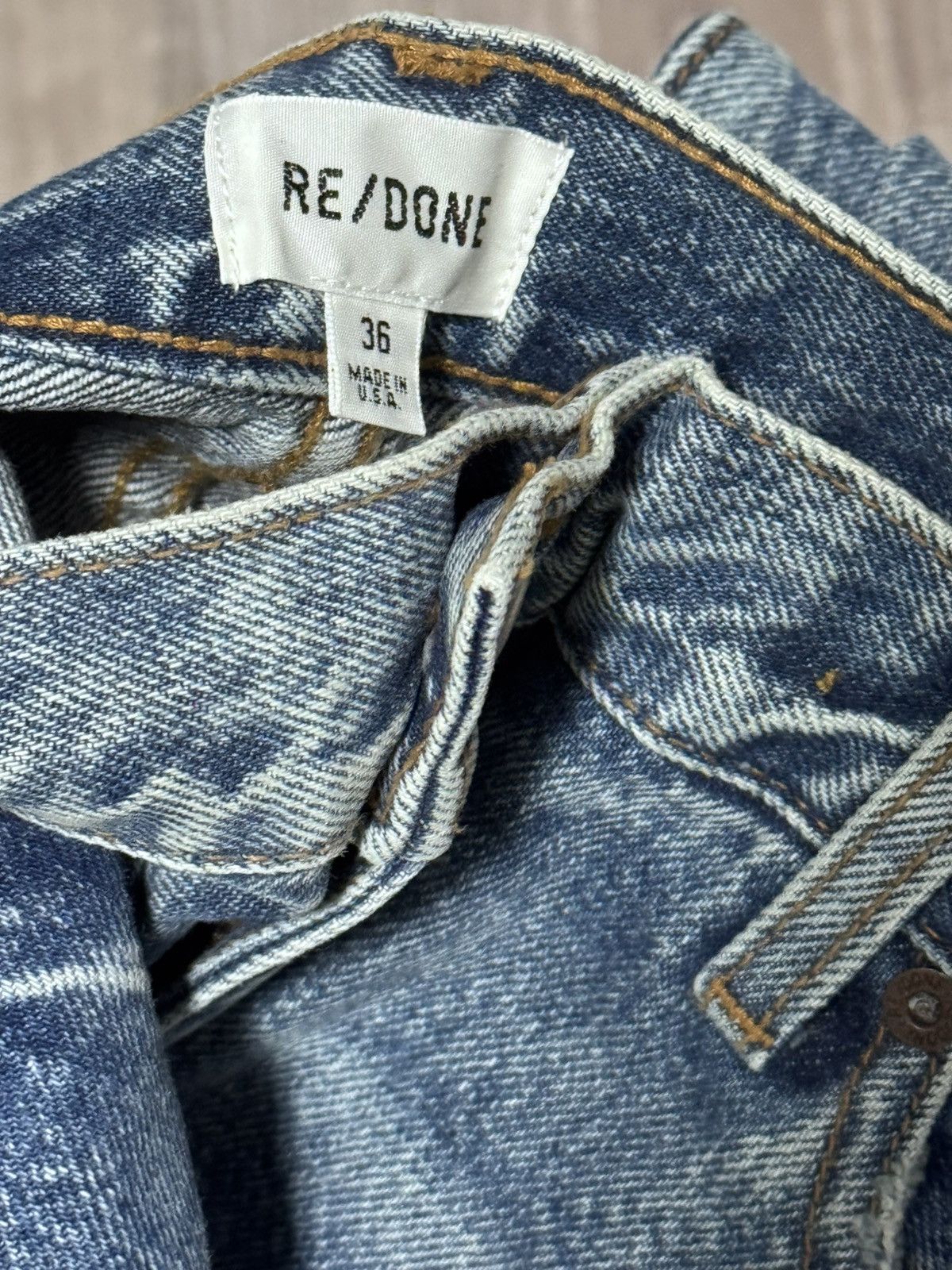 RE/DONE RE/DONE Men’s 90s Slim Fit Jeans Mid Worn Light Blue Denim Size US 36 / EU 52 - 5 Thumbnail