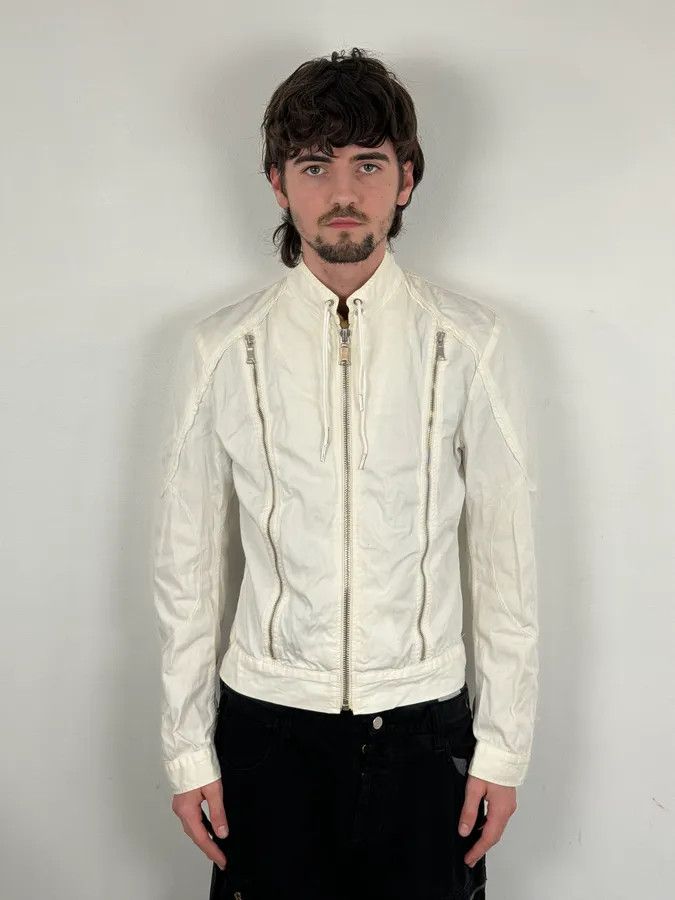 John Richmond Richmond Multi Zip White Avant-Garde Biker Jacket Size US M / EU 48-50 / 2 - 2 Thumbnail