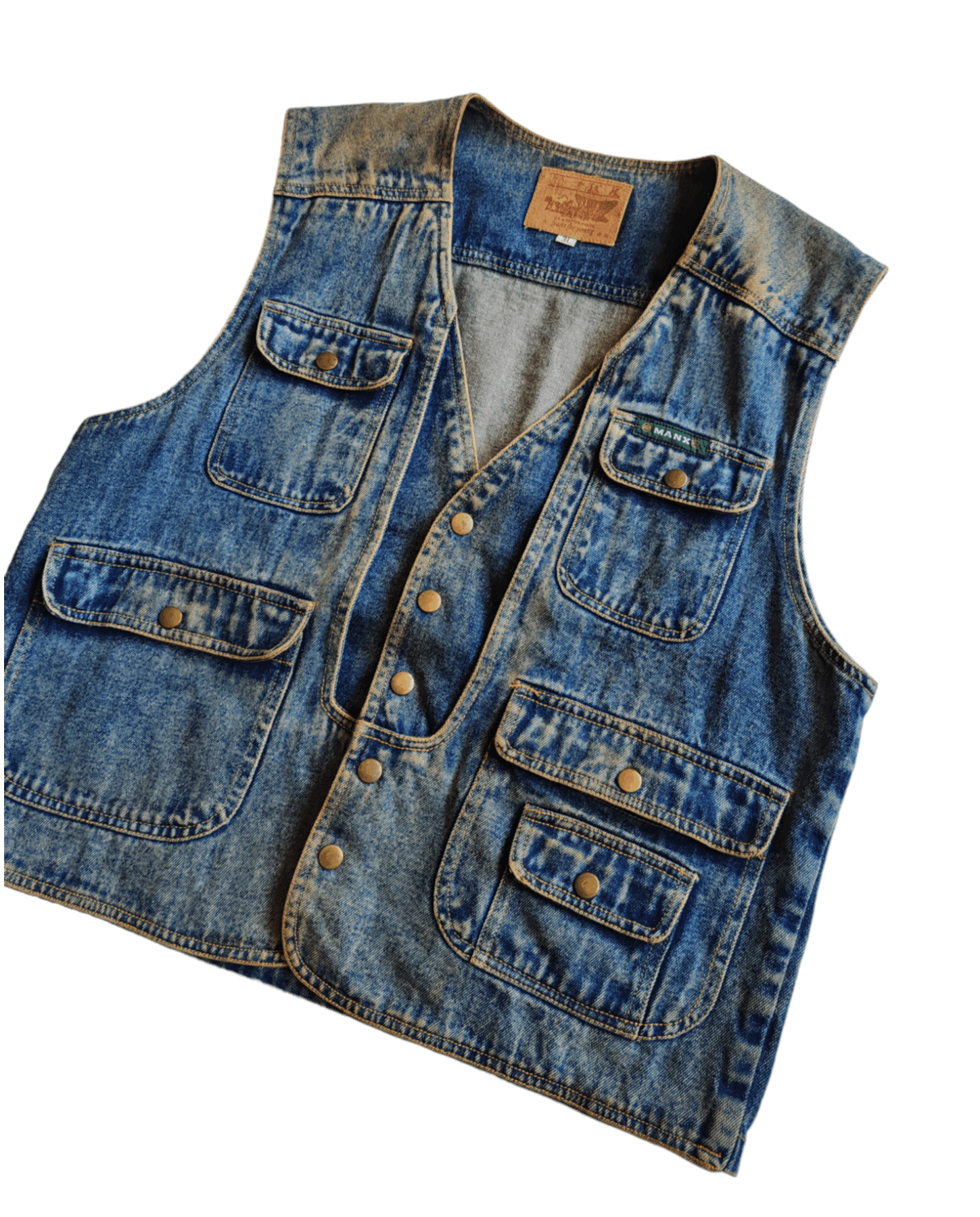 Vintage 90s Manx Sleeveless Denim Jacket size L Size US L / EU 52-54 / 3 - 3 Thumbnail