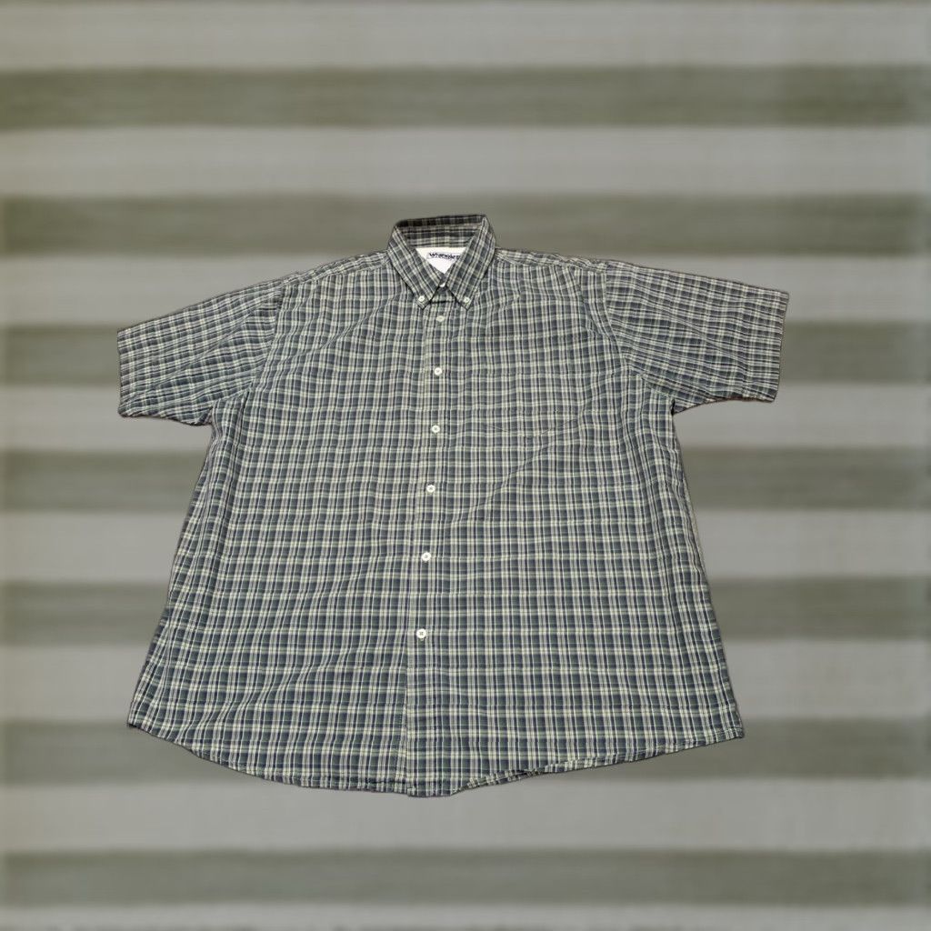 Wrangler Wrangler Short Sleeve Shirt Men's XL Green White Plaid Button-Up Western Size US XL / EU 56 / 4 - 1 Thumbnail