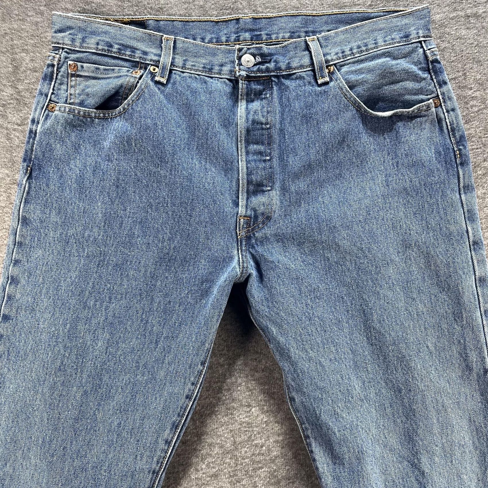 Levi's Levi's 501 Jeans Mens 36x36 Blue Denim Straight Leg Button Fly Red Tab Classic Size US 36 / EU 52 - 2 Thumbnail