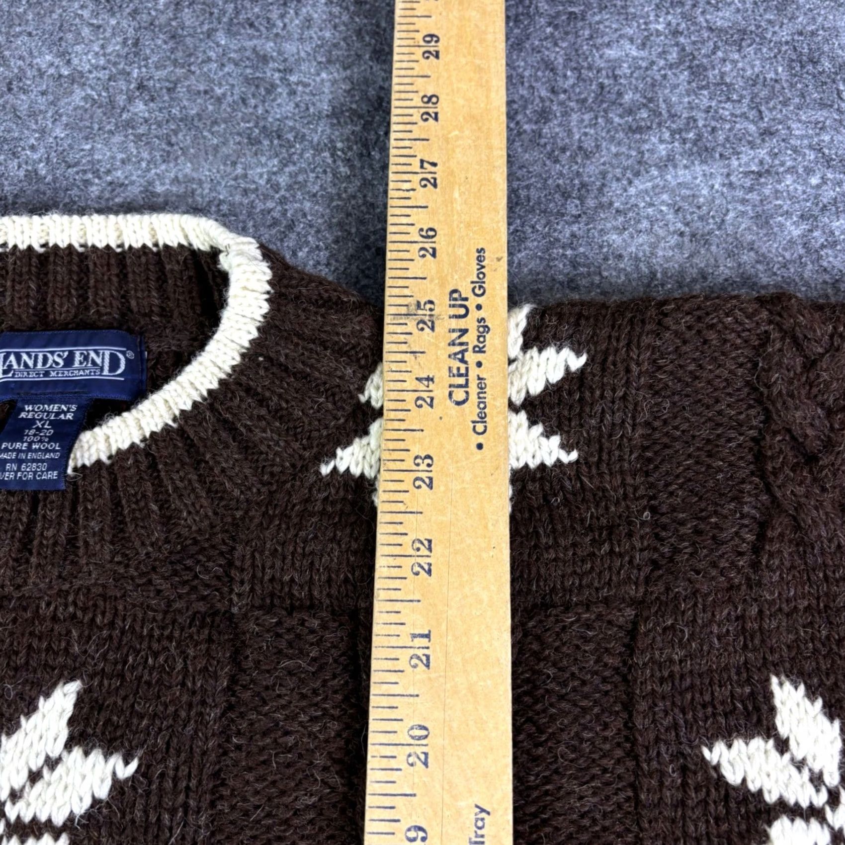 Lands' End VINTAGE Lands' End Wool Snowflake Sweater Womens XL Brown Cable Knit Geometric Crew Neck Pullover Long Sleeve Winter Fall Size XL / US 12-14 / IT 48-50 - 4 Thumbnail
