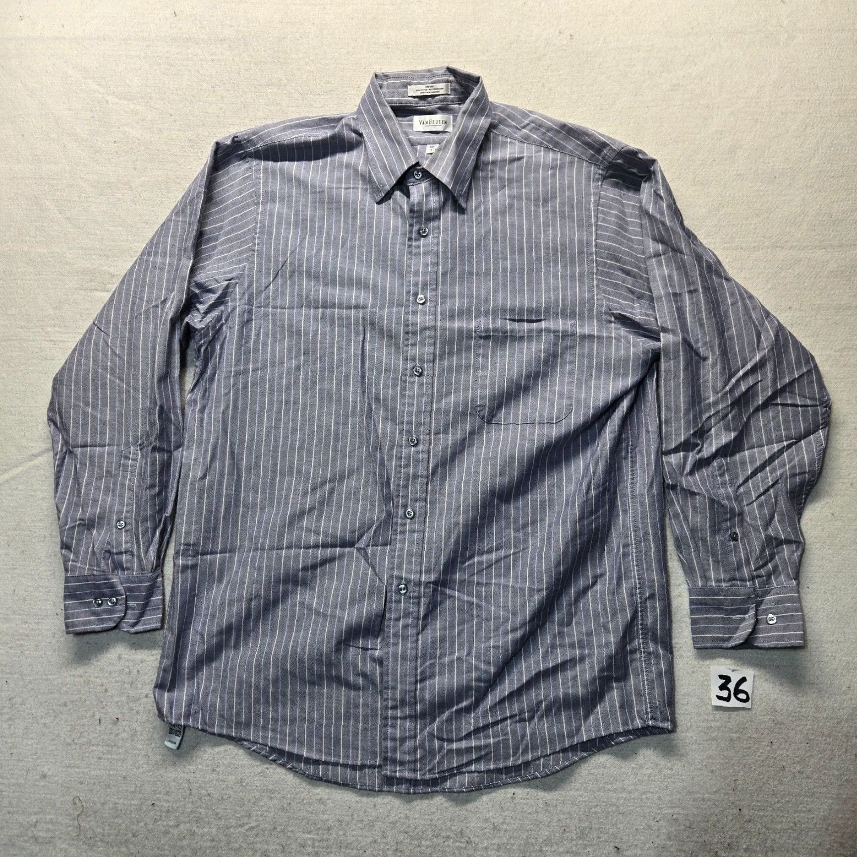 Van Heusen Vintage Van Heusen Blue Striped Dress Shirt Men’s 16.5 Long Sleeve Regular Fit Business Formal Size 42R - 2 Thumbnail