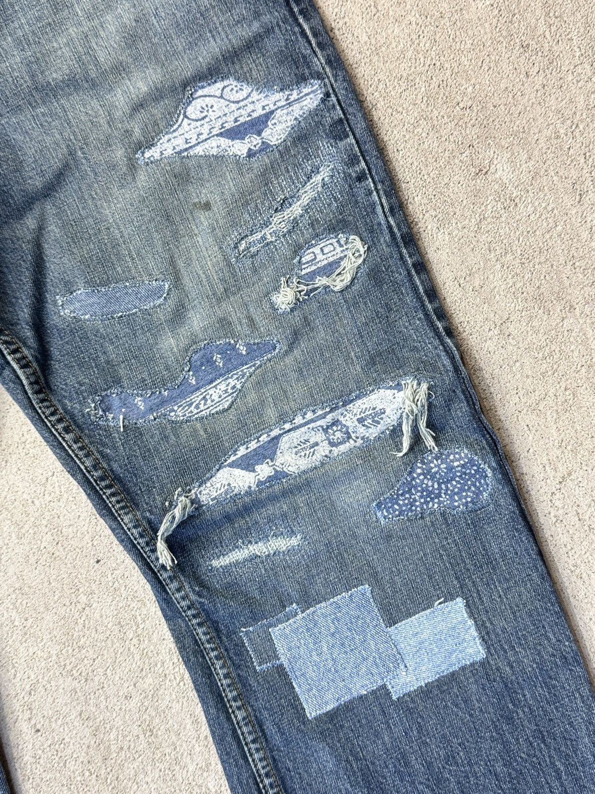 Japanese Brand × Lee × Levi's Vintage Clothing Vintage Lee Bootcut Jeans 32x31 Distressed Boro Repair Patch Size US 32 / EU 48 - 5 Thumbnail
