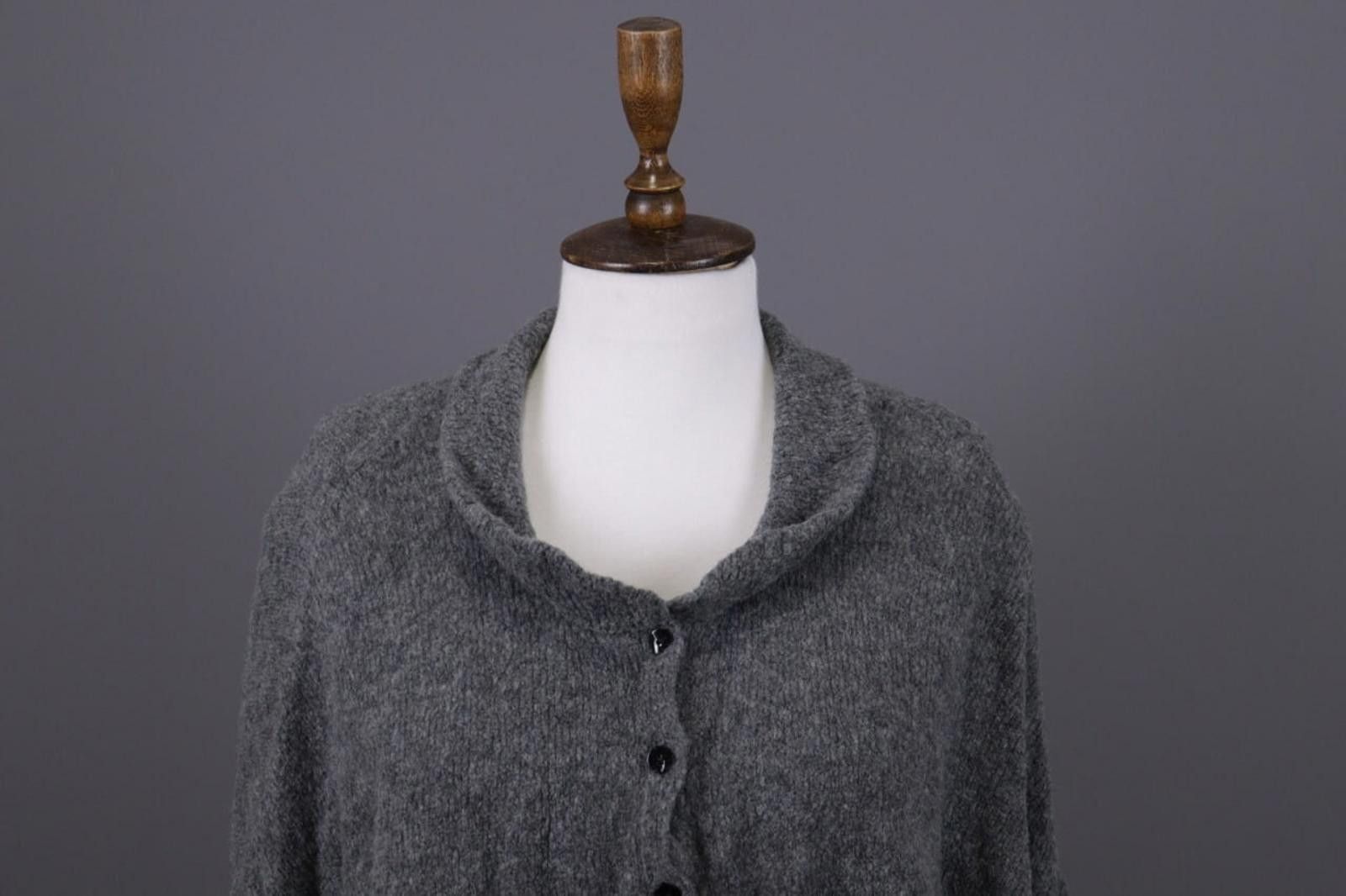 Designer Grizas Gray Wool Lagenlook Textured Sweater Size XL Size XL / US 12-14 / IT 48-50 - 2 Thumbnail