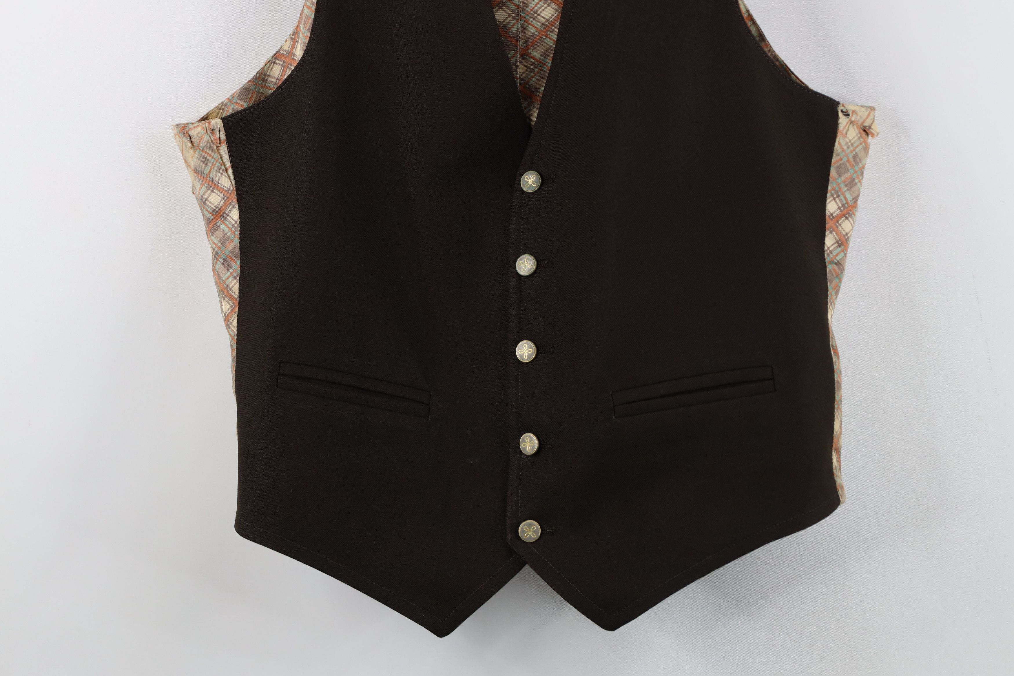 Vintage Vintage 50s 60s Rockabilly Wool Silk Suit Vest Jacket Brown Size US L / EU 52-54 / 3 - 3 Thumbnail