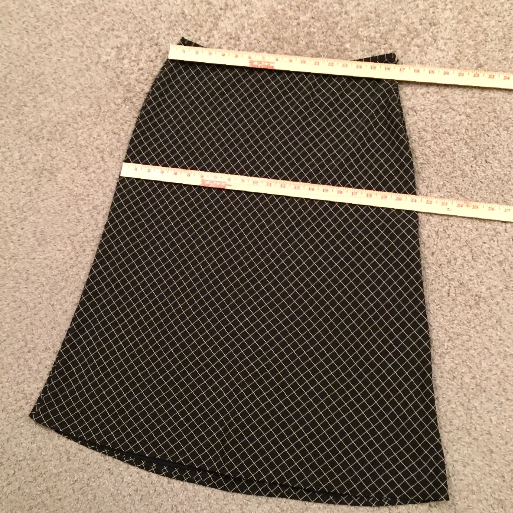 Vintage G.H. Bass & Co. Skirt Midi Women Size 14 Black Argyle Lined Lightweight A-Line Polyester Size 36" / US 14 / IT 50 - 2 Thumbnail