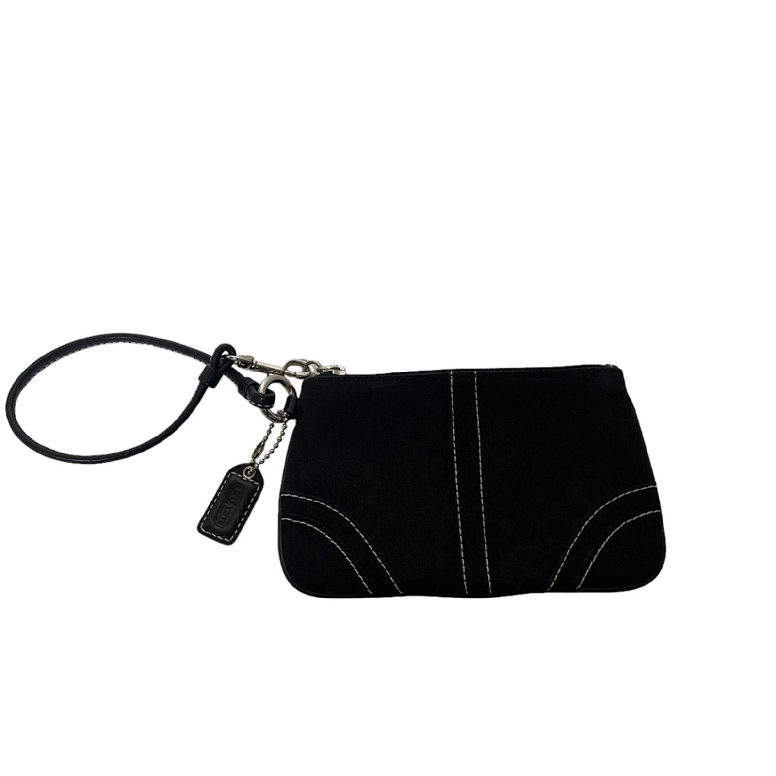 Coach Coach Monogram Fabric Mini Zip Top Wristlet Black Size ONE SIZE - 5 Thumbnail
