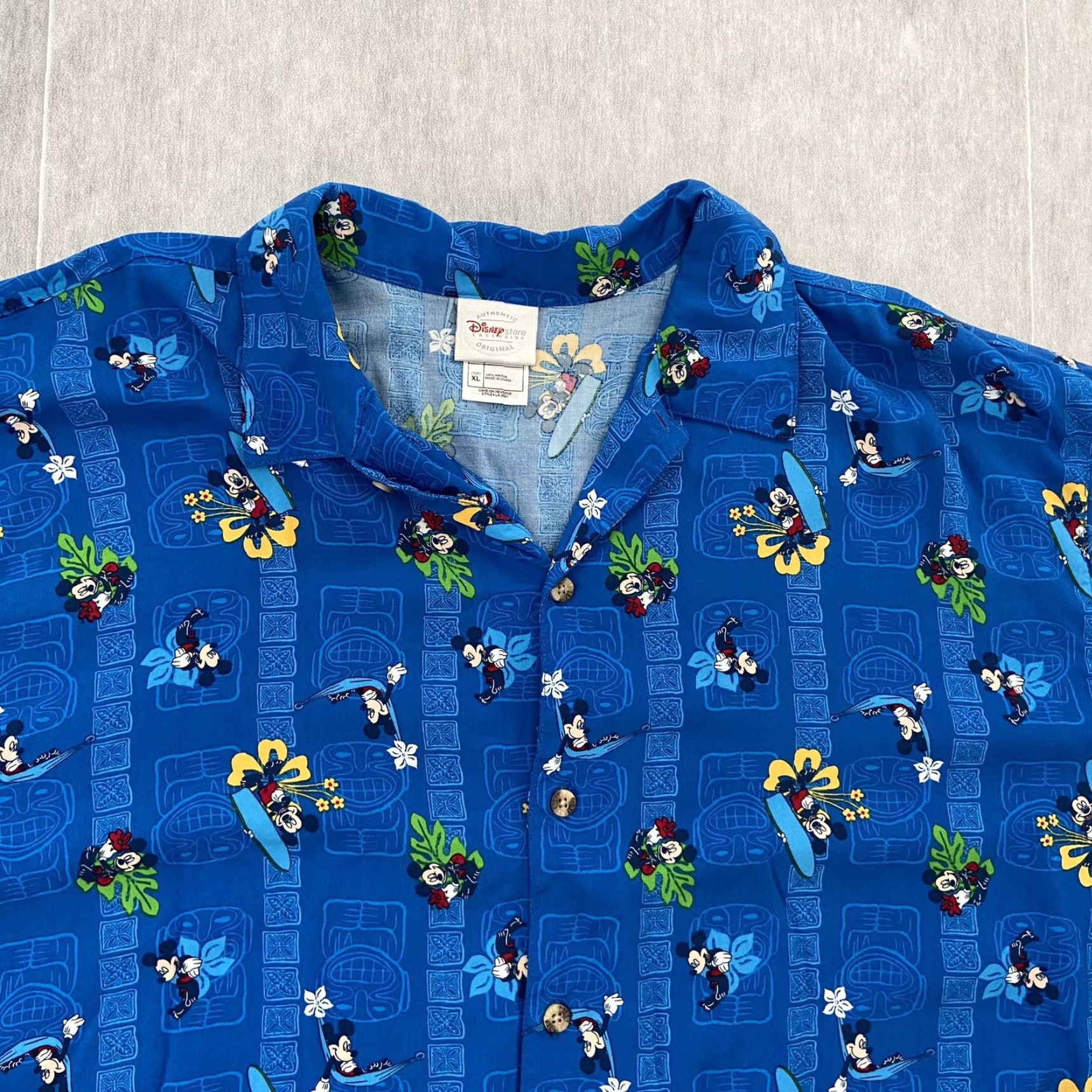 Disney DISNEY Mickey Mouse Hawaiian Shirt Adult XL Blue Button-Up Casual Travel Size US XL / EU 56 / 4 - 3 Thumbnail