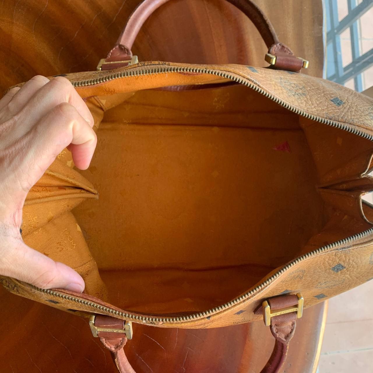 MCM Vintage MCM Boston Brown Visetos Leather Hand Bag Size ONE SIZE - 9 Thumbnail
