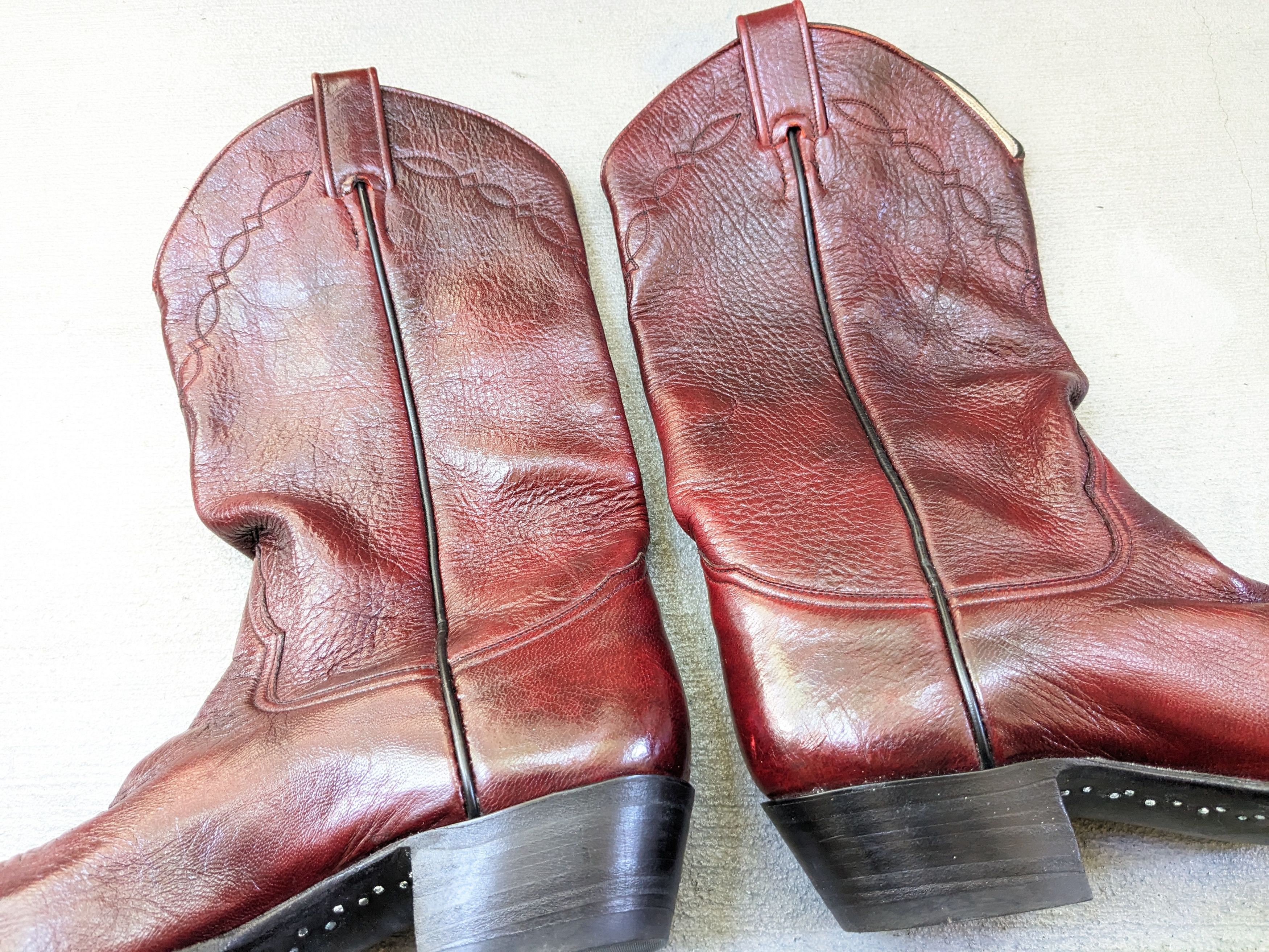 Larry Mahan × Vintage Larry Mahan Cowboy Boots Red 9 E Wide Biker Leather USA Size US 9 / EU 42 - 11 Thumbnail