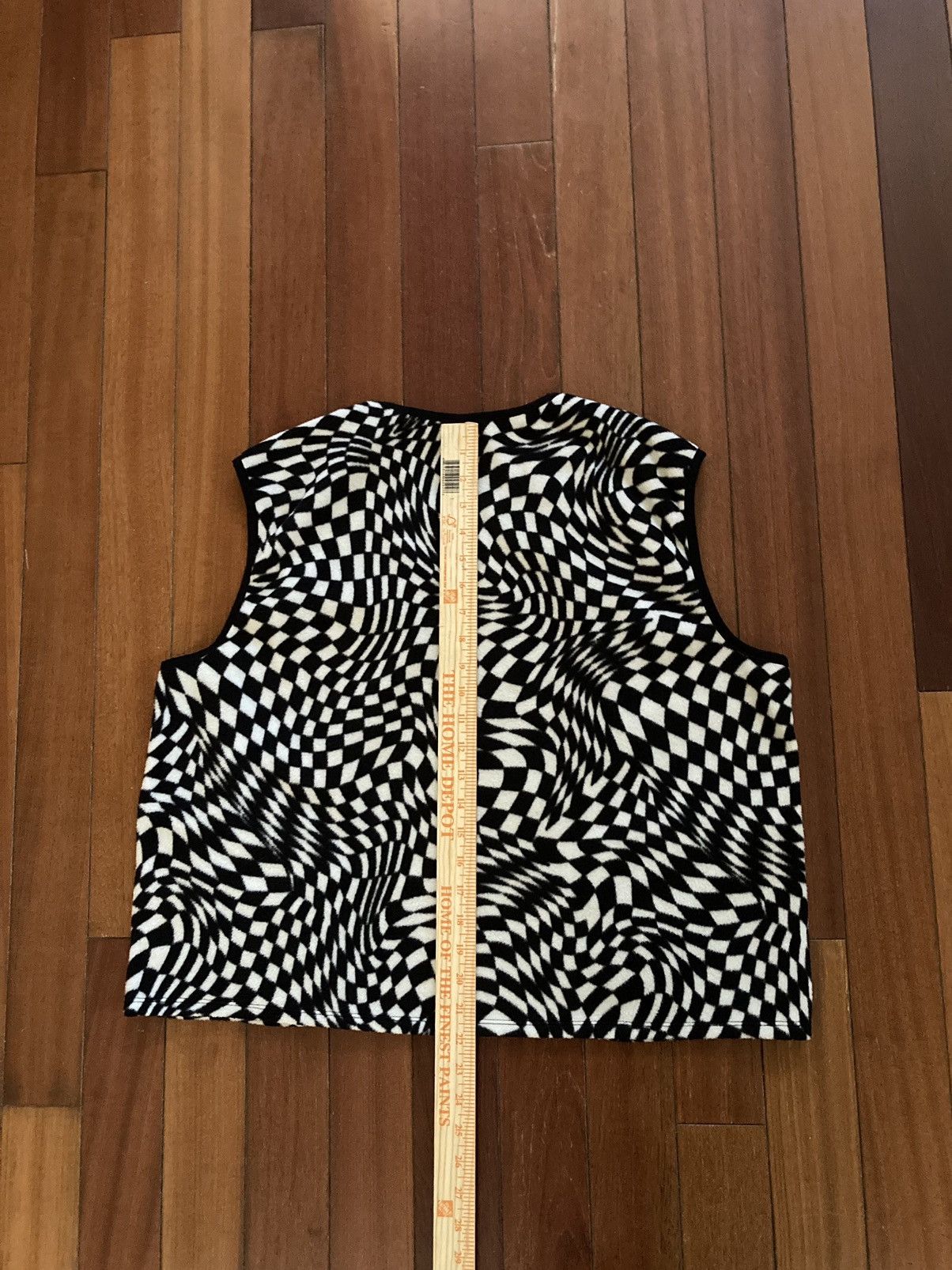 Designer × Vintage H&M Divided Black and White Fleece Optical Illusion Vest Size L / US 10 / IT 46 - 12 Thumbnail