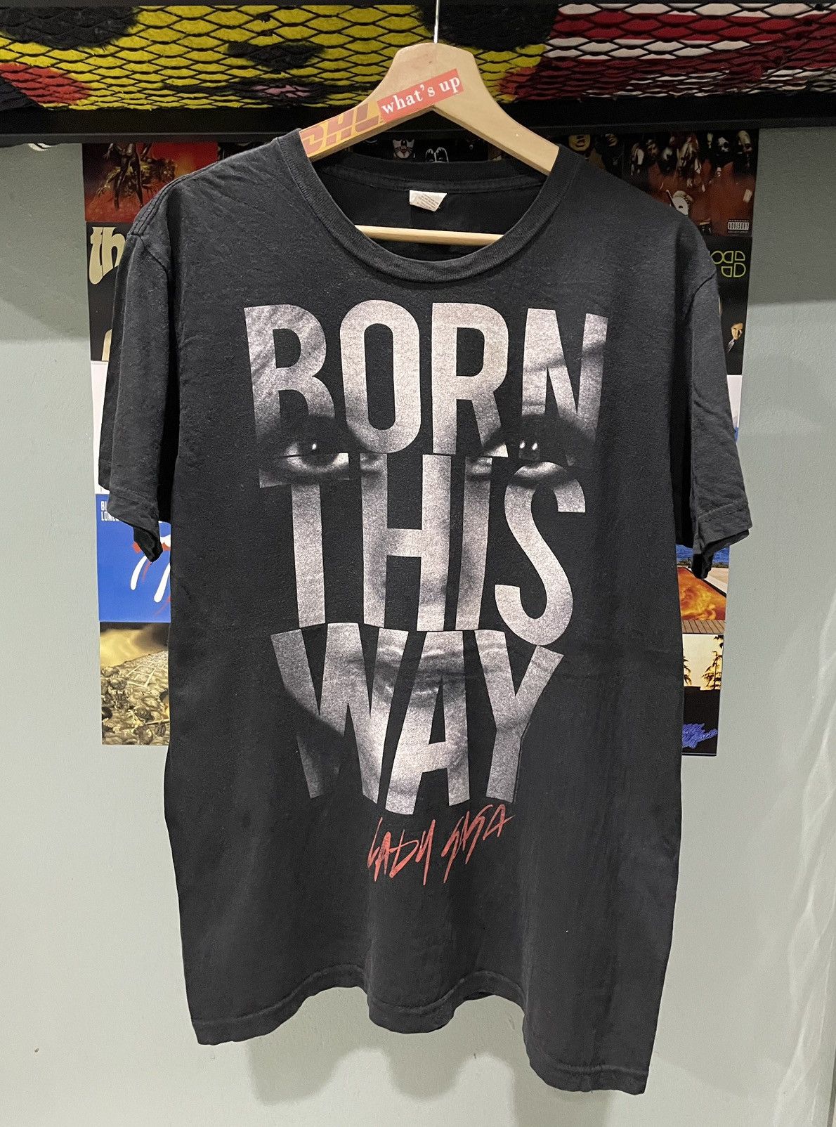 image of Band Tees x Vintage Lady Gaga Born This Way Tee in Faded Black, Men's (Size Medium)