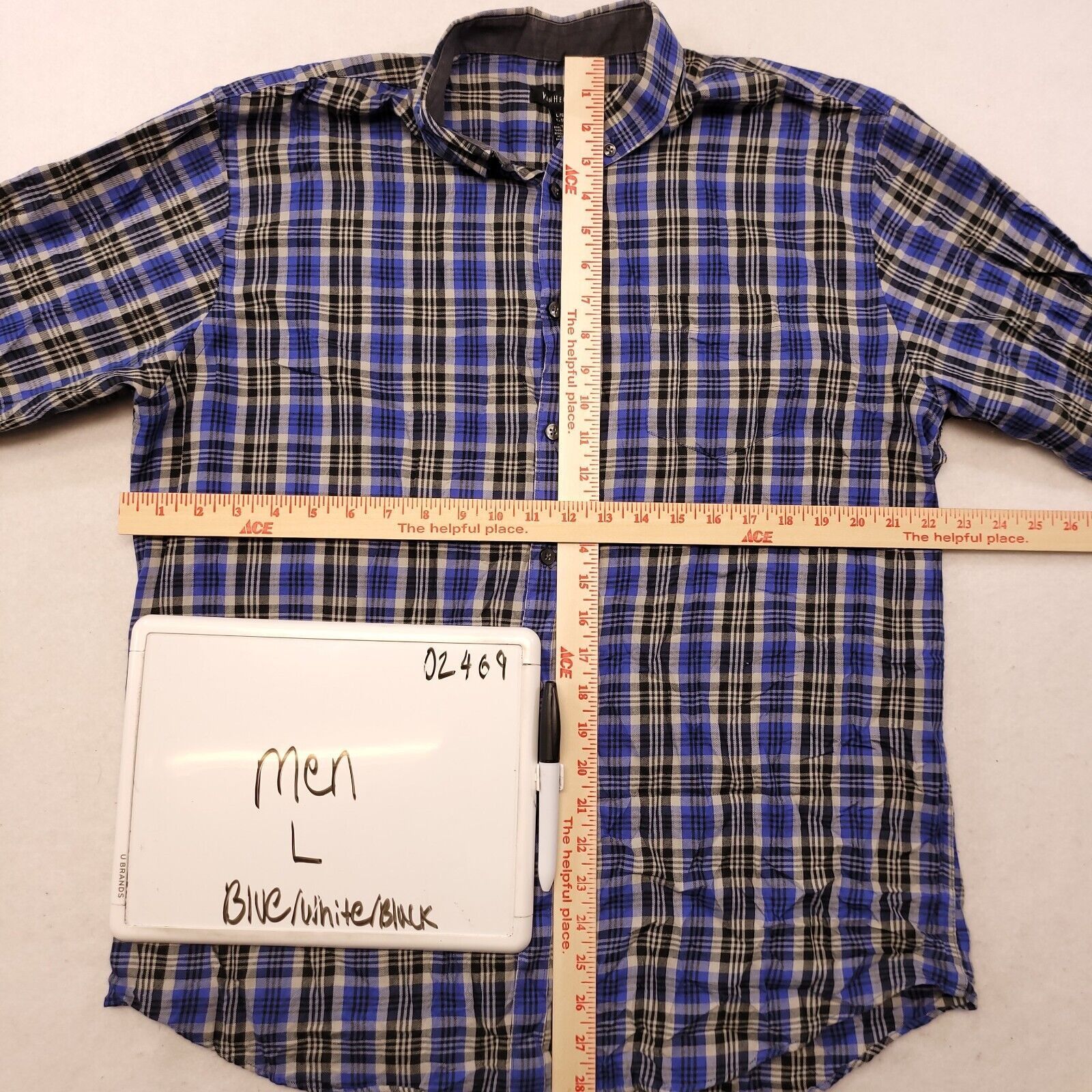 Van Heusen Van Heusen Tartan Flannel Shirt Mens Size Large L Blue Black Size US L / EU 52-54 / 3 - 6 Thumbnail