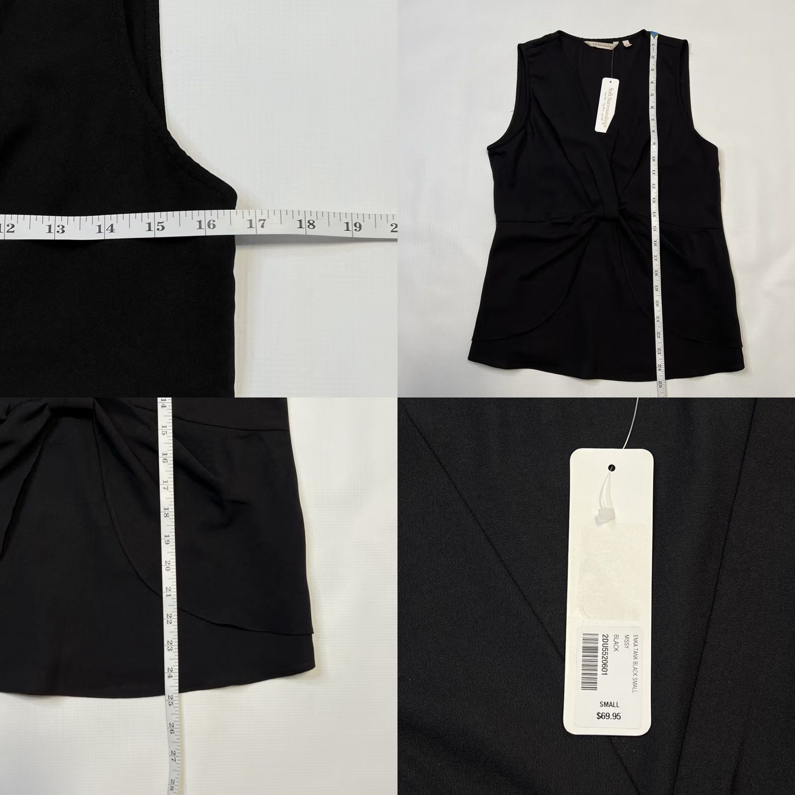 Soft Surroundings VINTAGE Soft Surroundings Tank Top Women’s Small Black Enka Twisted Front Whimsy NEW Size S / US 4 / IT 40 - 8 Thumbnail