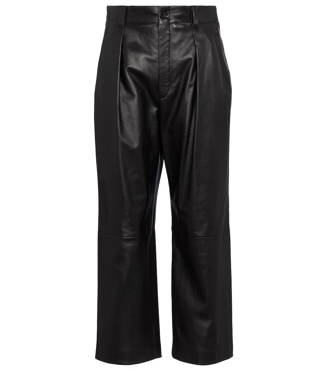 image of Saint Laurent Paris Oc11Z10524 Pleated Pants In Lambskin In Black, Women's (Size 34)