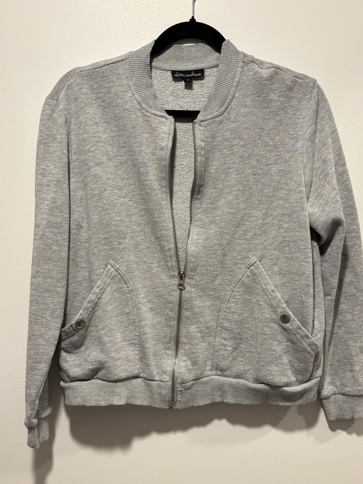 Other Alison Andrews Women's Light Gray Zip-Up Bomber Jacket SizeS Size S / US 4 / IT 40 - 1 Thumbnail