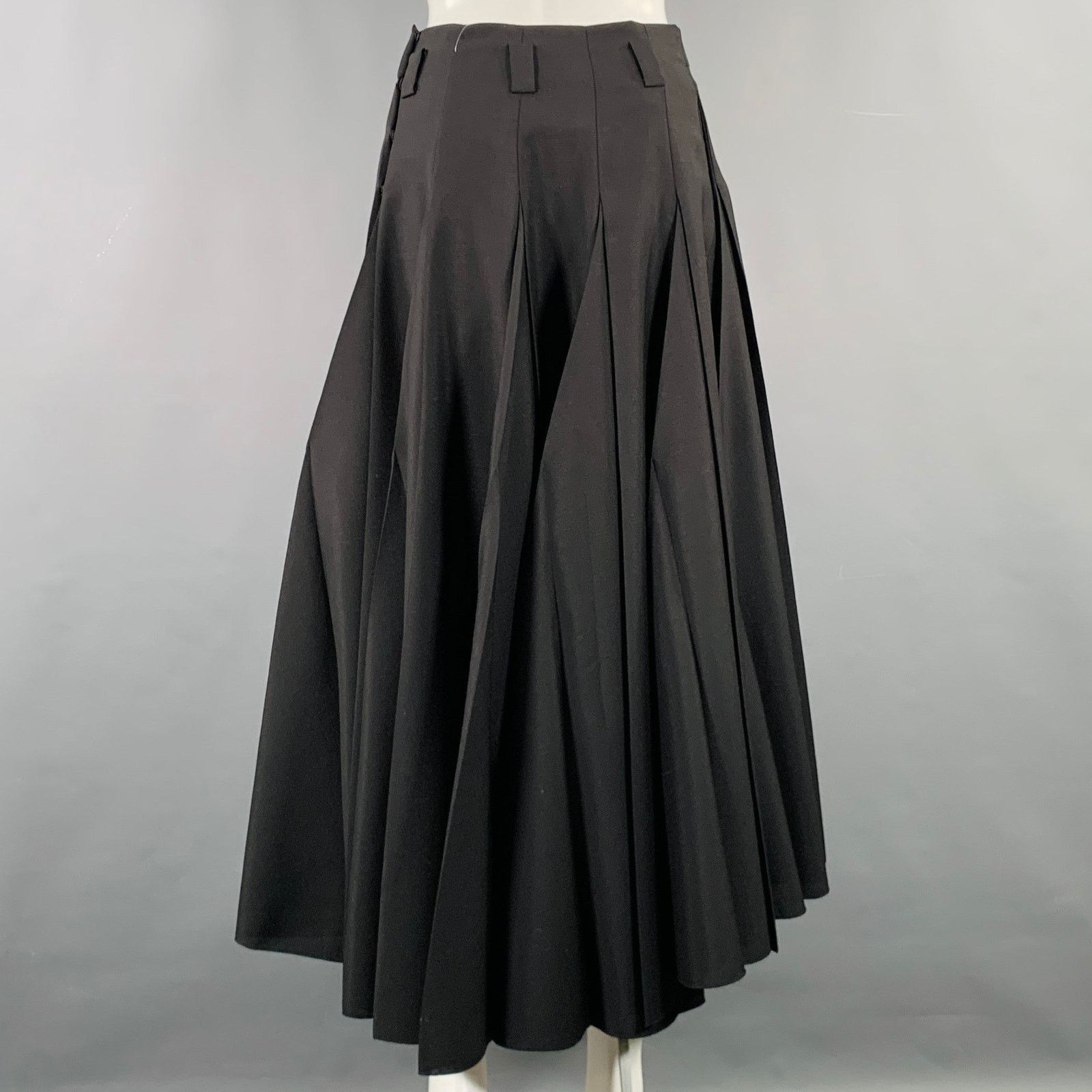 Prada PRADA Size 2 Black Mohair Wool Pleated Long Skirt Size 26" / US 2 / IT 38 - 2 Thumbnail