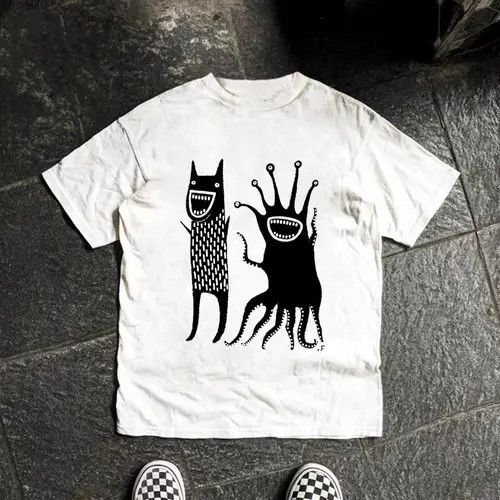 Other White casual retro fun monster print t-shirt Size US M / EU 48-50 / 2 - 7 Thumbnail