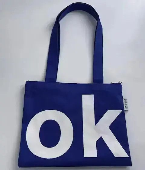 VIBE Fashion y2k ok canvas shoulder bag tote bag aesthetic Size ONE SIZE - 4 Thumbnail
