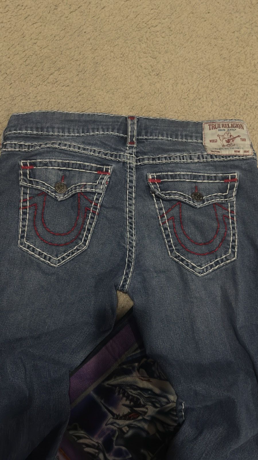 True Religion × Vintage True Religion jeans white stitch with hint of red Size US 38 / EU 54 - 2 Thumbnail