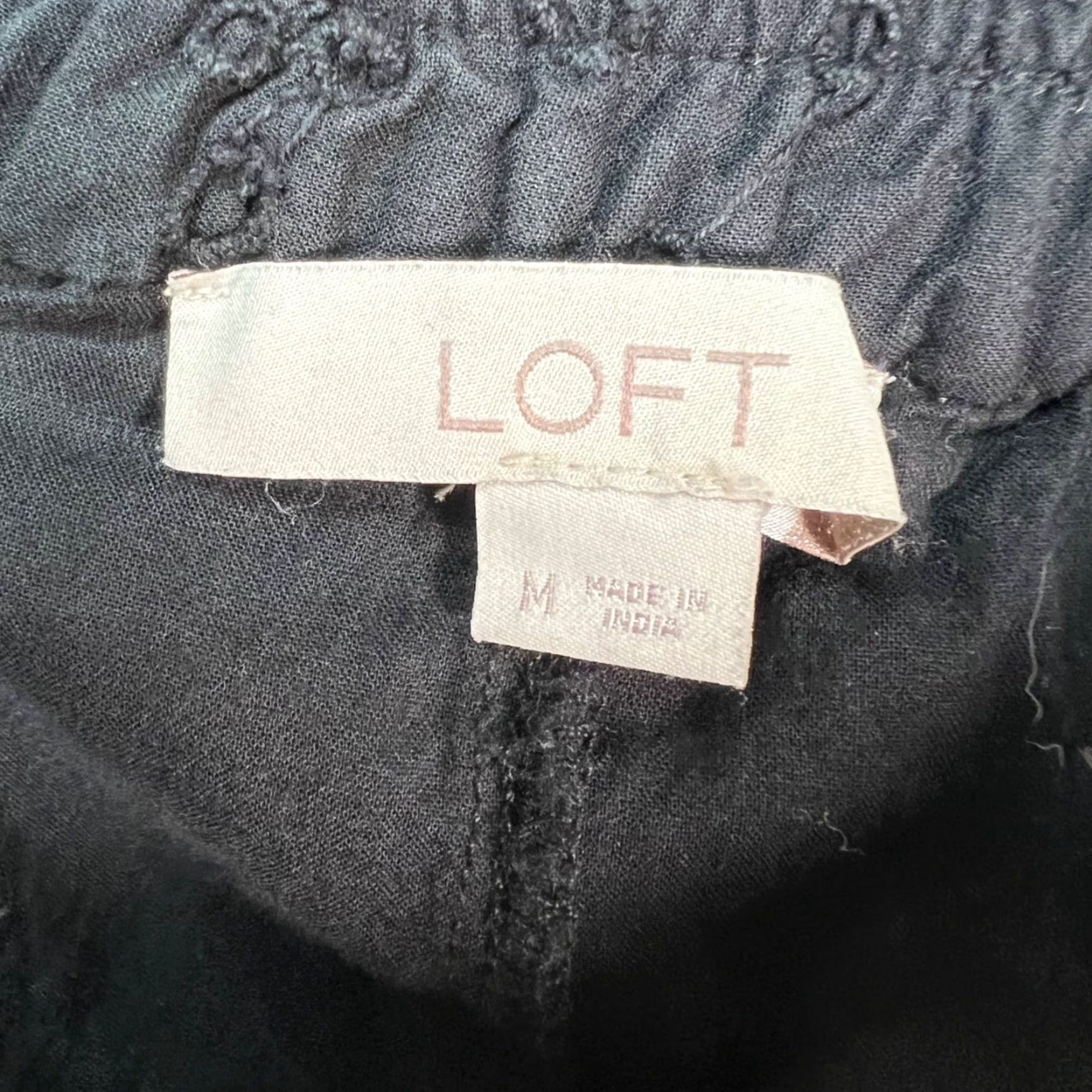 Loft LOFT Black Eyelet Cotton Mini Skirt With Ruffle Hem Womens Medium Size M Skirt Short Shoes Not Included? Size 32" / US 10 / IT 46 - 3 Thumbnail